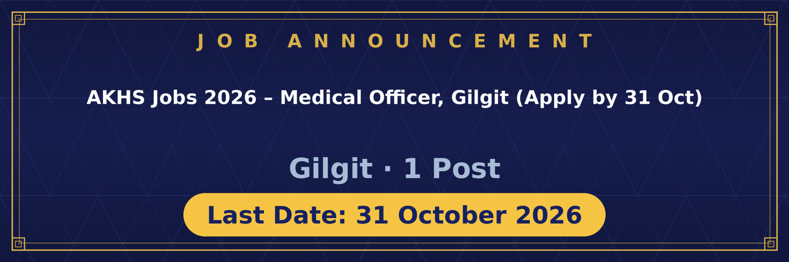 AKHS Medical Officer Gilgit Jobs 2026 Advertisement