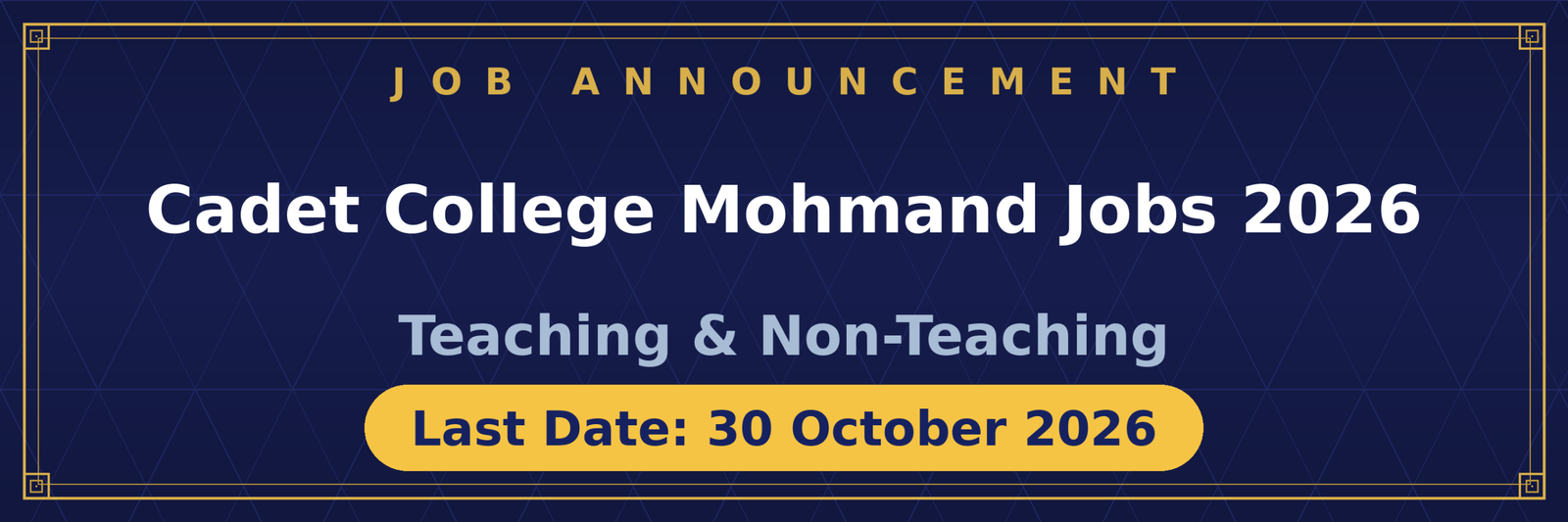 Cadet College Mohmand Jobs 2026 Advertisement