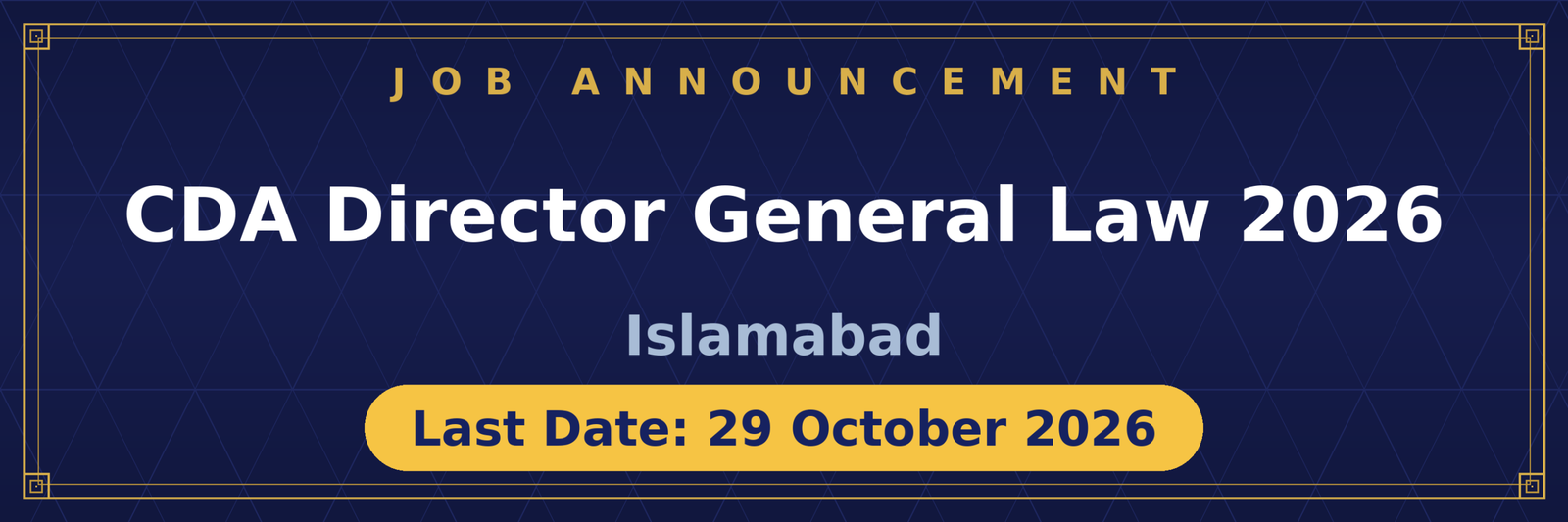 CDA Director General Law Jobs 2026 Advertisement