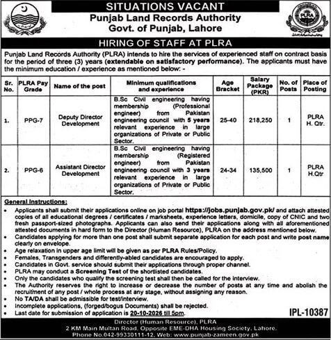 PLRA Jobs 2026 Advertisement