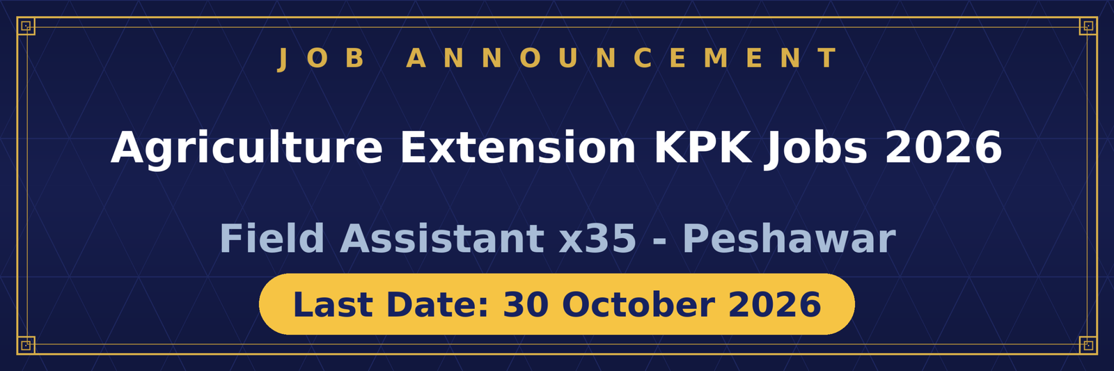 DG Agriculture Extension KPK Jobs 2026 Advertisement