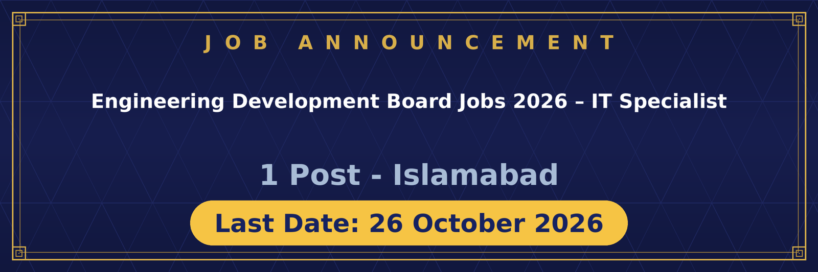Engineering Development Board Jobs 2026 Advertisement