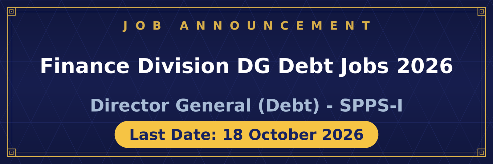 Finance Division DG Debt Jobs 2026 Advertisement