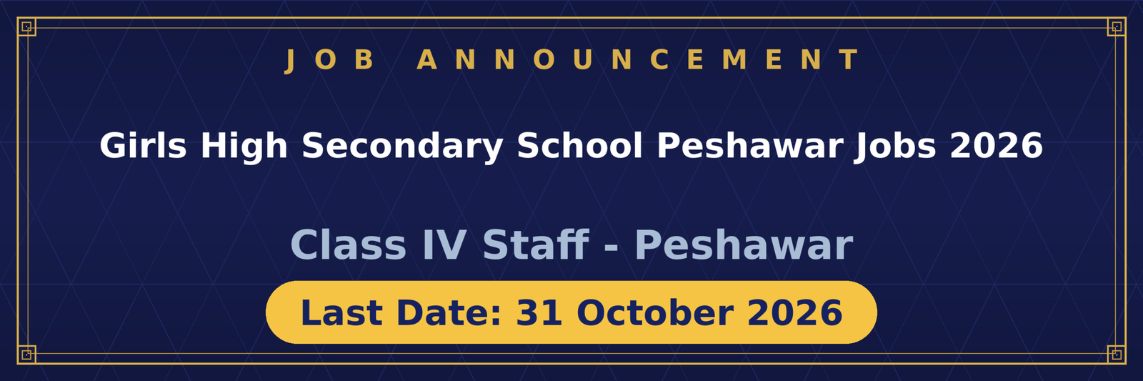 Government Girls High Secondary School Peshawar Jobs 2026 Advertisement