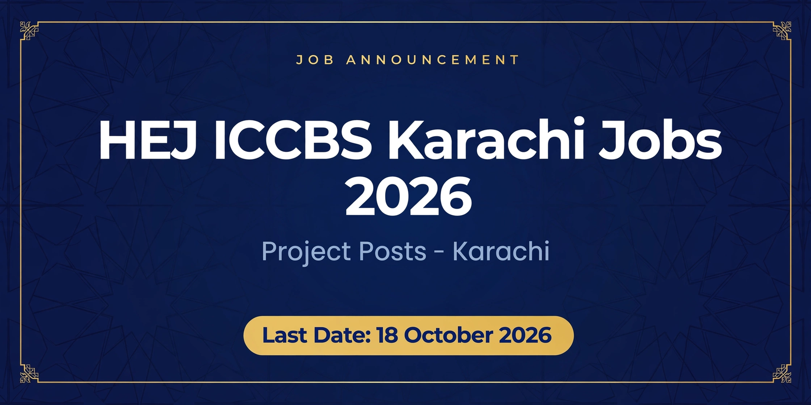HEJ ICCBS Karachi Jobs 2026 Advertisement