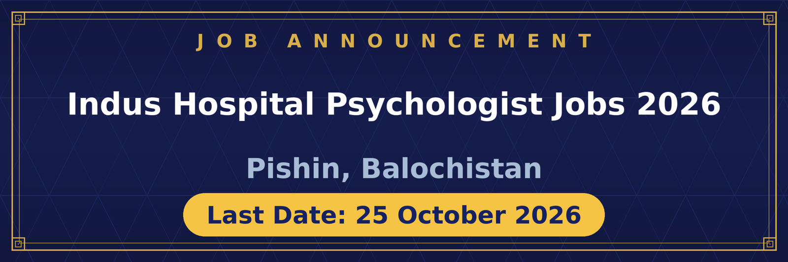 Indus Hospital Psychologist Jobs 2026 Advertisement