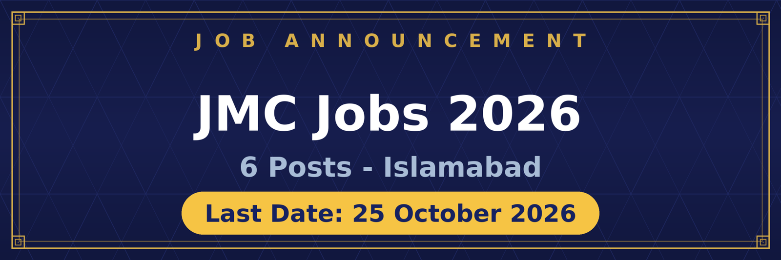 Jinnah Medical Construction Company (JMC) Jobs 2026 Advertisement