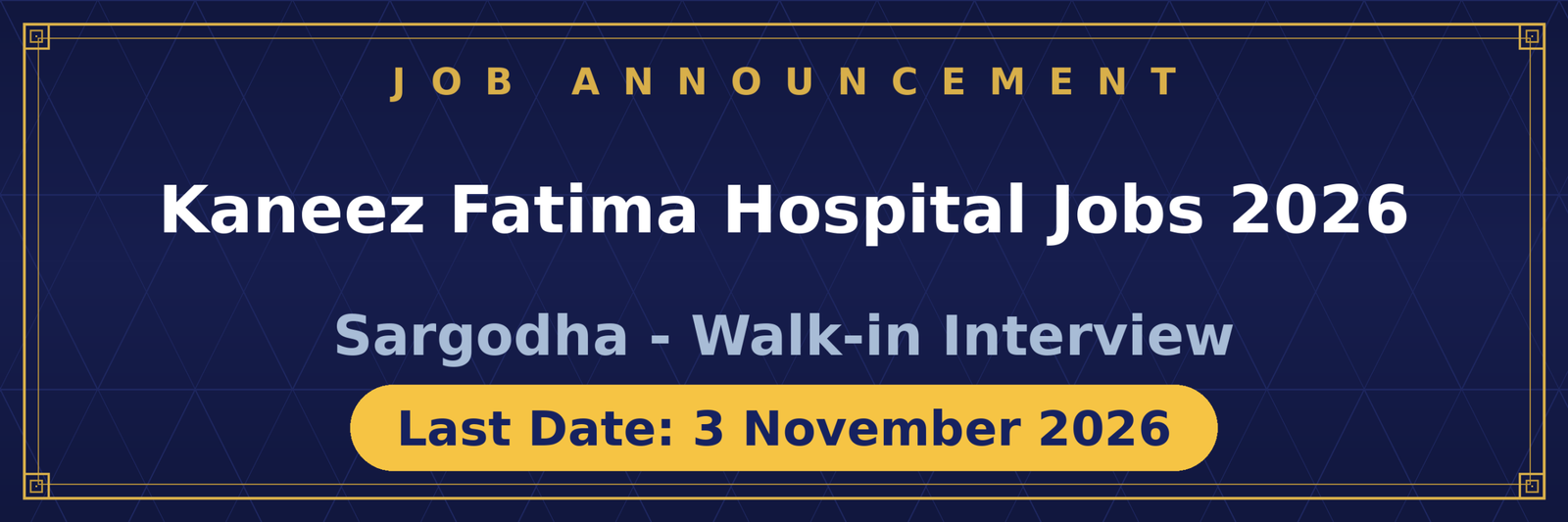 Kaneez Fatima Hospital Jobs 2026 Advertisement