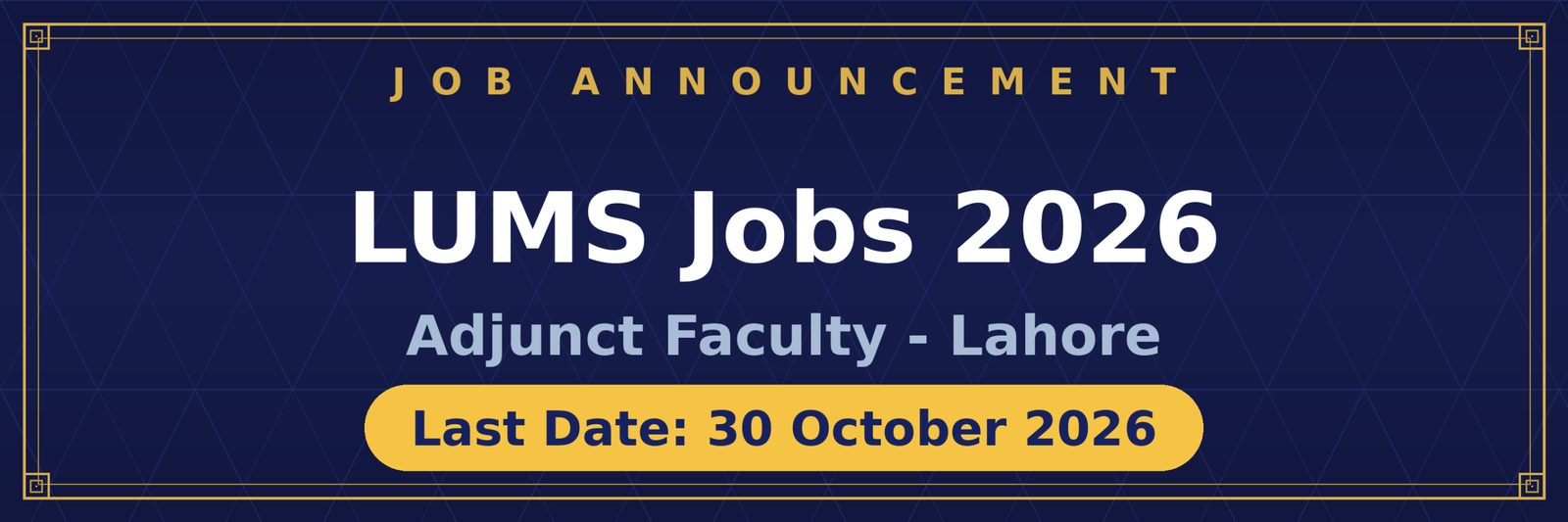 LUMS Adjunct Professor Psychology Jobs 2026 Advertisement