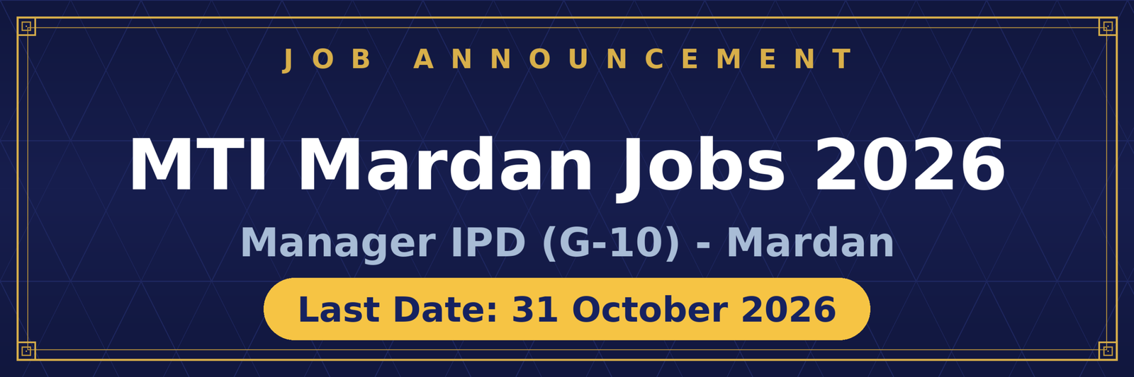 MTI Mardan Manager IPD Jobs 2026 Advertisement
