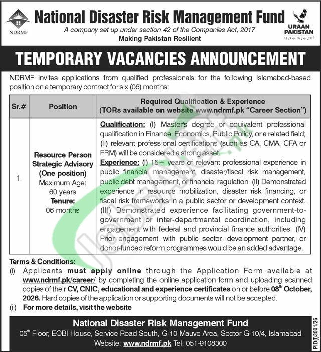 NDRMF Resource Person Jobs 2026 Advertisement