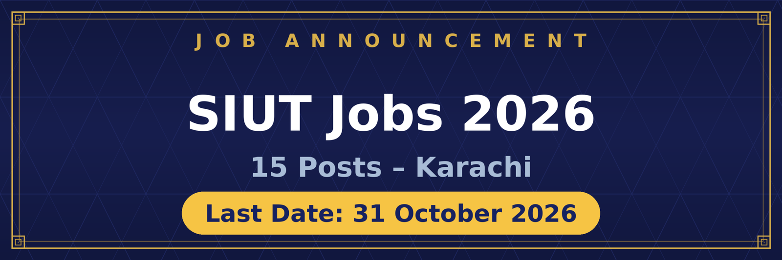 SIUT Jobs 2026 Advertisement
