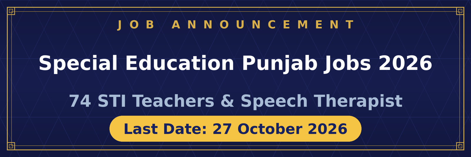Special Education Punjab Jobs 2026 Advertisement