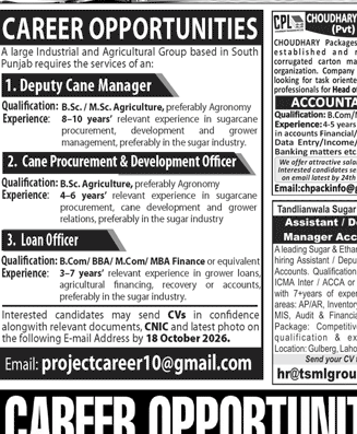Sugar Group Jobs 2026 Advertisement
