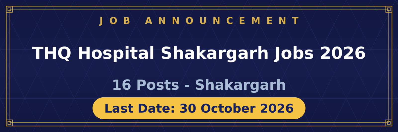 THQ Shakargarh Jobs 2026 Advertisement
